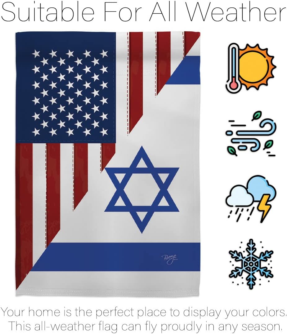 Bandera estadounidense Israelí Bandera de Israel Support Our Troops – Paquete de pancartas de arte de pared para interiores y exteriores, tapiz para