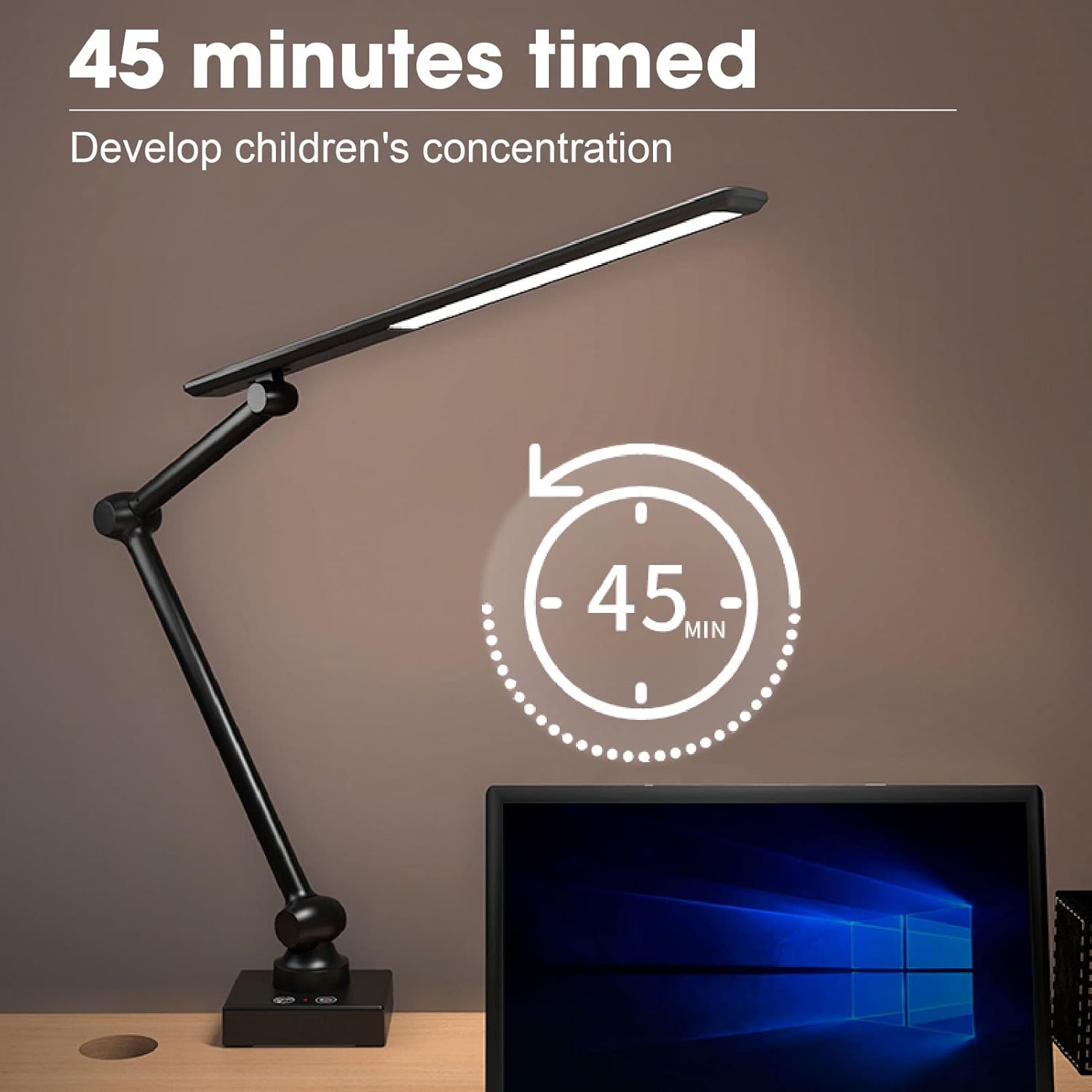 Gavigain Lámpara de mesa, lámpara de escritorio para oficina en casa con abrazadera, luces flexibles para libros, fácil de leer, cabecera recargable