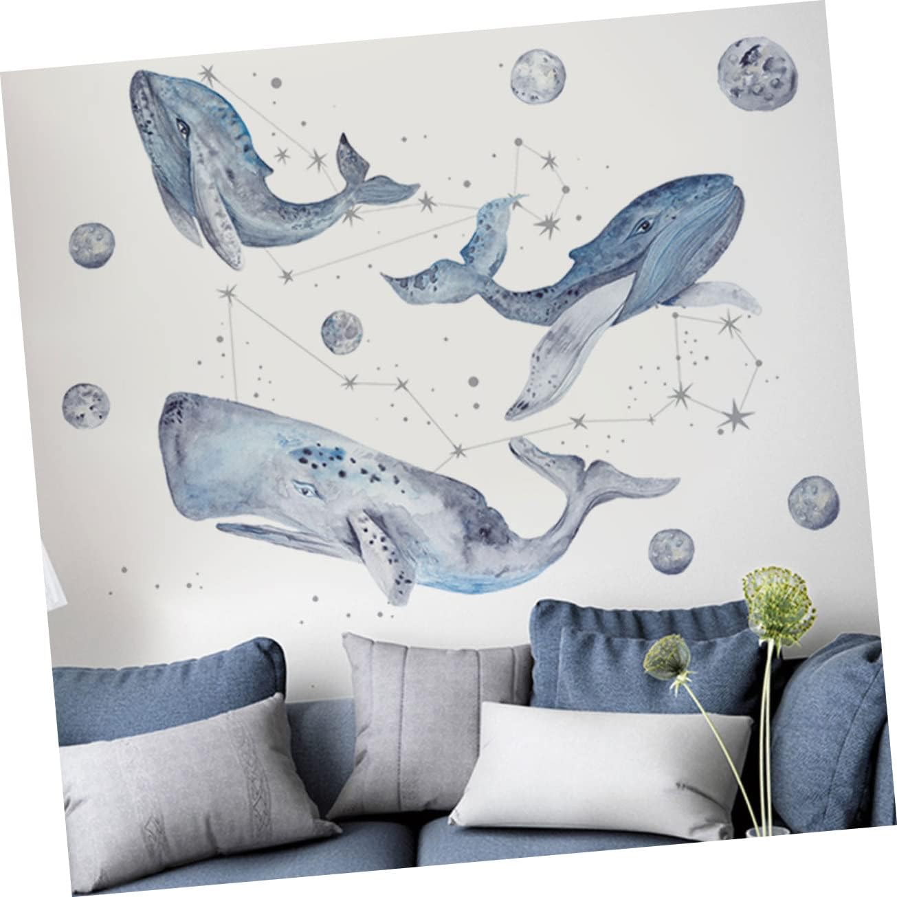 1 Unidades Etiqueta De Pared De Ballena Azul Ducha Sala De Ducha Adhesivo De Pared Calcomanías De La Habitación De Los Niños Papel Pintado Pegatinas