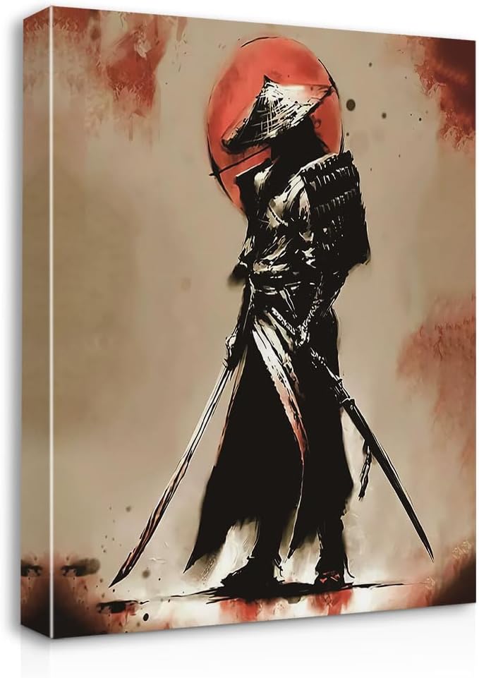 Samurai Warrior Ninja Japan Bushido – Lienzo moderno para pared, letreros enmarcados para el hogar, sala de estar, dormitorio, oficina, 11 x 14