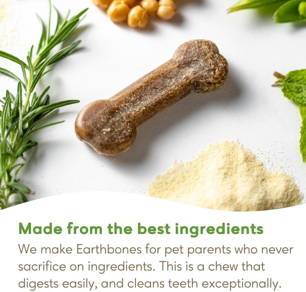 Earthbones – Masticables dentales para perros de 3 a 10 libras, 30 huesos