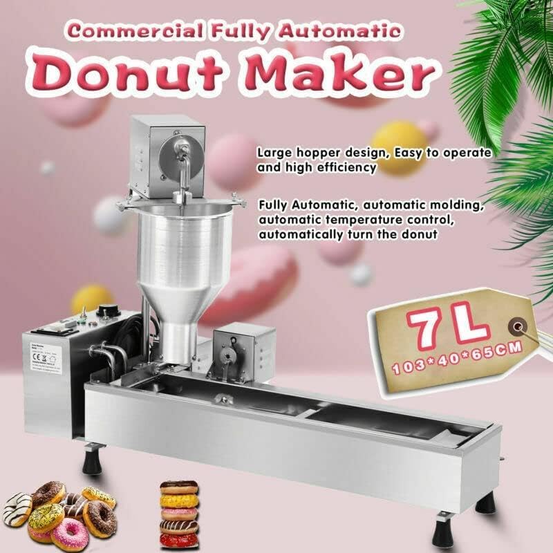 Máquina automática comercial para hacer donuts de una hilera, freidora de donas, con moldes de 3 tamaños y tolva de 7 L, para Food Street, Snack