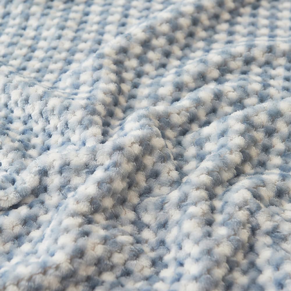 Mengersi Juego de sábanas de felpa de terciopelo, juego de sábanas simples con estampado de vellón a cuadros, acogedoras y cálidas (Queen, azul