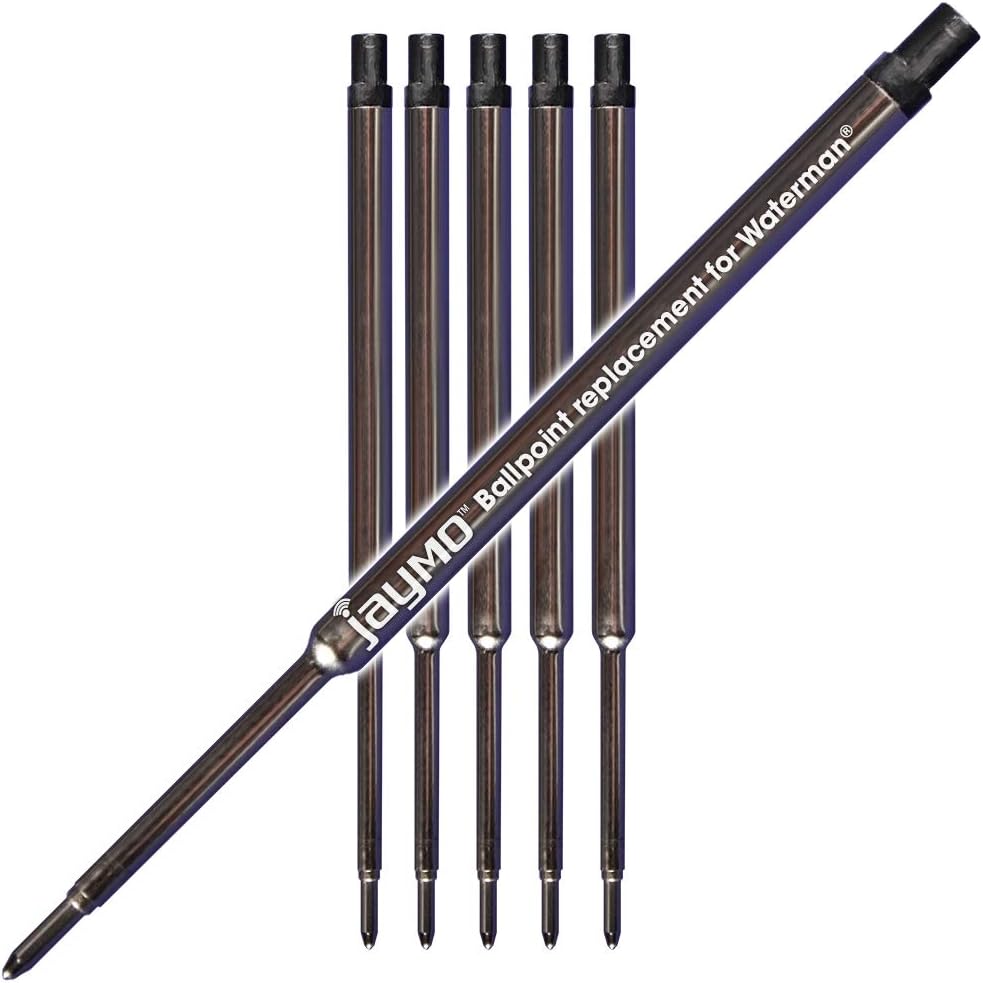 Jaymo Repuesto para Waterman 834254 – Medidas 4.4 pulgadas  4.409 in de largo – Recambio de bolígrafo – 6 negro