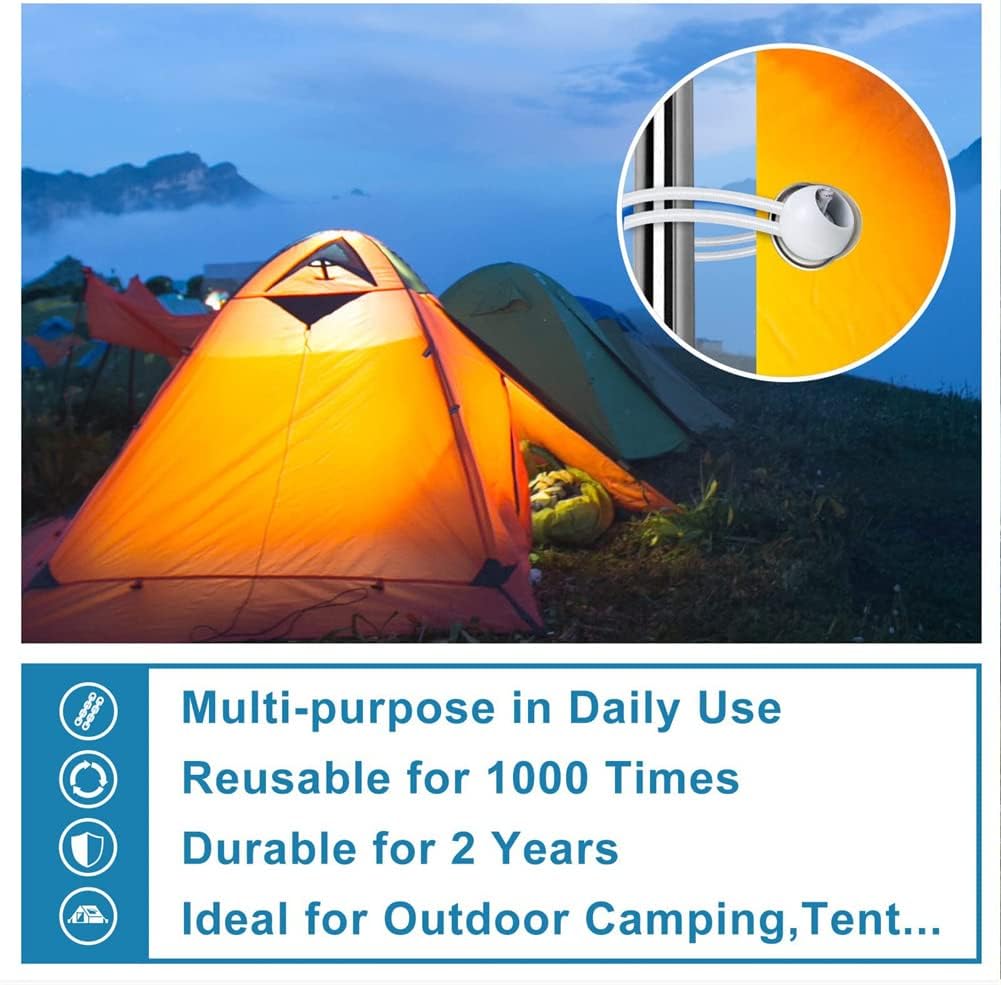 Cuerdas elásticas de bolas de 6 pulgadas con bolas, 100 unidades de cuerdas resistentes para toldo, lona para amarrar, campamento, refugio, carga,