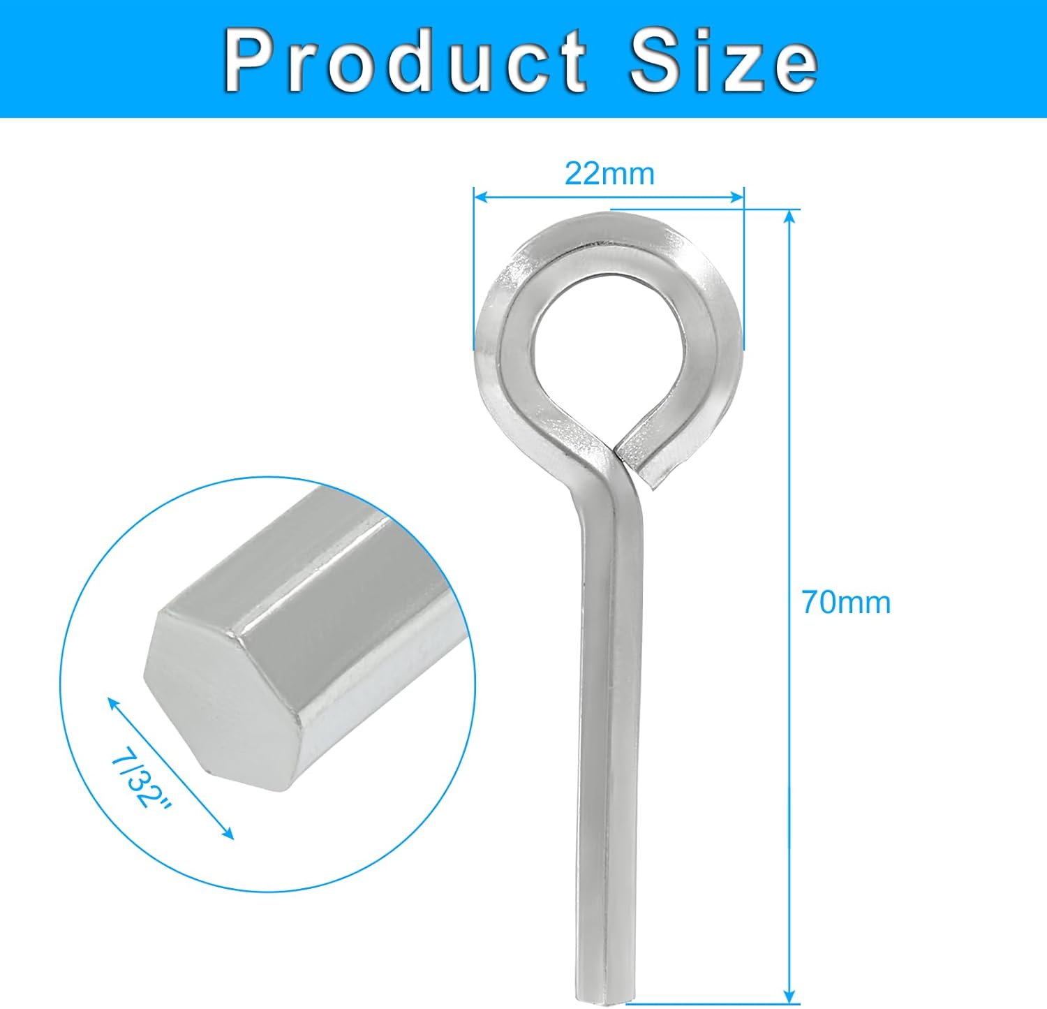 Zorveiio 10 llaves hexagonales estándar de 732 pulgadas con bucle completo, llave Allen plateada para dispositivos de salida de barra de empuje,