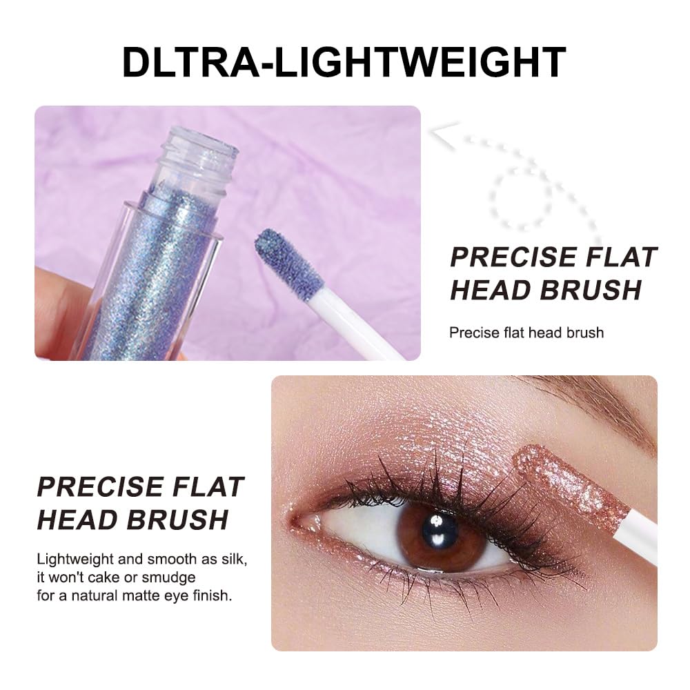 evpct Juego de 8 sombras de ojos líquidas con brillantina, blanco perla, plata, luz oscura, rosa, desierto, moca, beige, marrón, dorado, brillante,