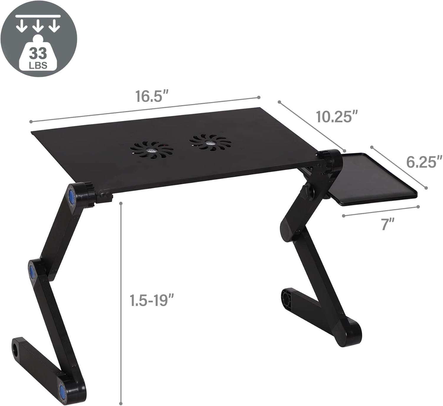 TRY & DO Soporte ajustable para laptop para sofá, cama, escritorio portátil de aluminio, escritorio ergonómico plegable para laptop con 2