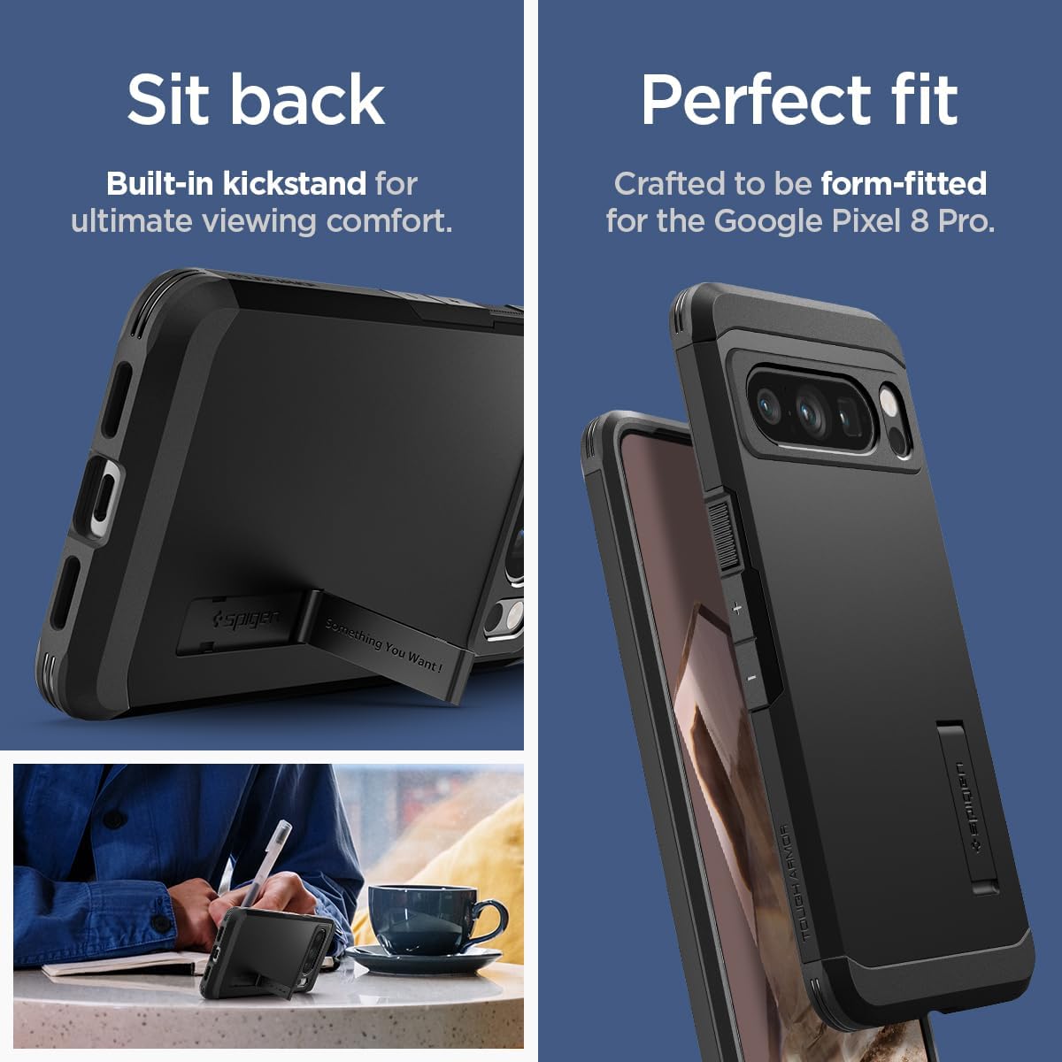 Spigen Tough Armor diseñado para Pixel 8 Pro Case (2023) – Negro