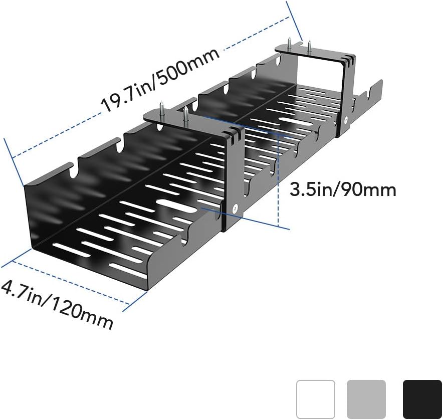 FLEXISPOT Bandeja de organización de cables para debajo del escritorio, cables de metal para organizar cables, bandeja de cables de oficina y hogar,