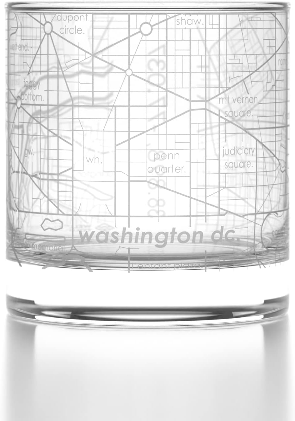 Well Told Vaso grabado de Washington DC Map Rocks, vidrio de whisky antiguo (11 onzas, transparente), regalo para los amantes del whisky