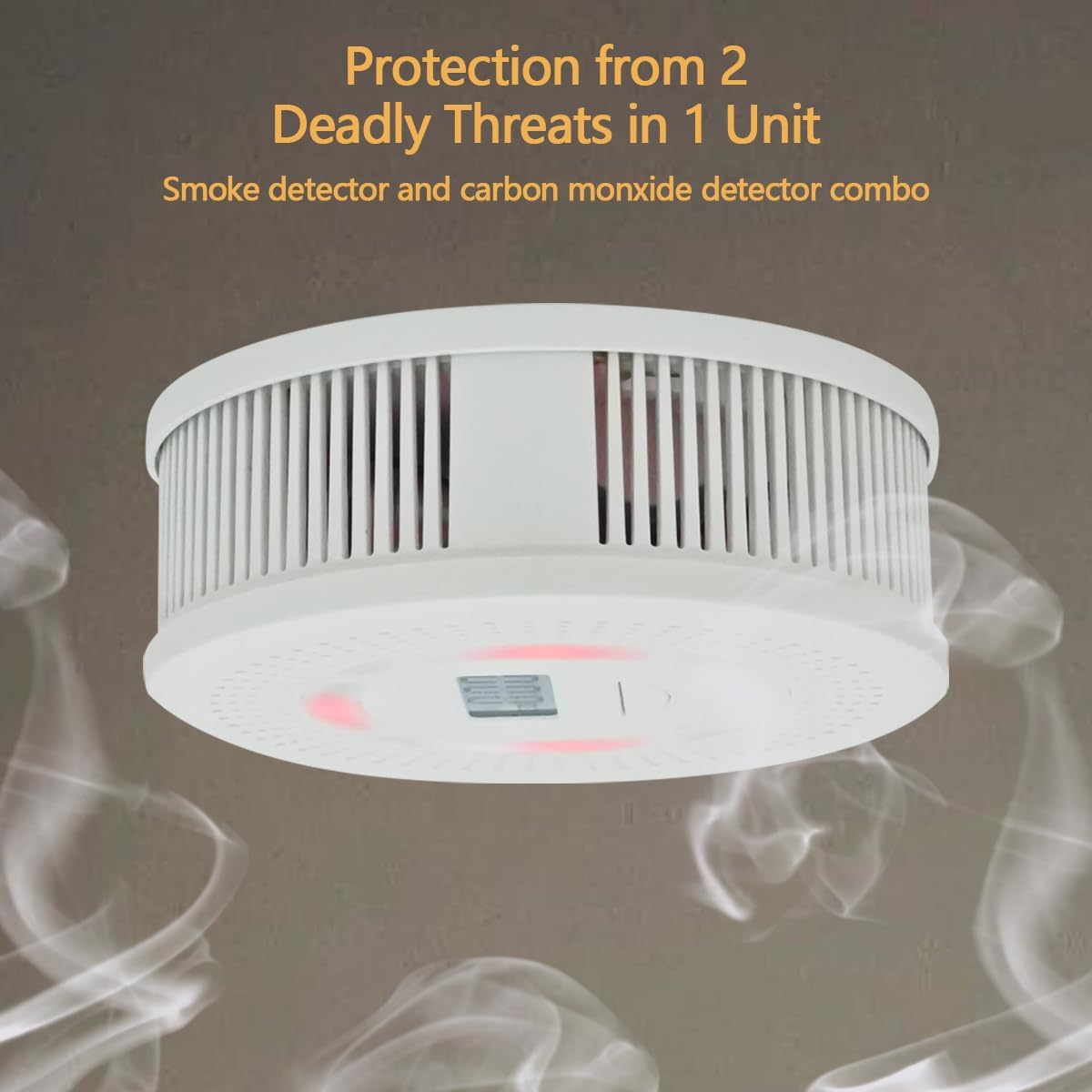 Detector de CO y humo 2 en 1, detectores de monóxido de carbono con botón de pruebareinicio y pantalla LED digital y detectores de alarmas y
