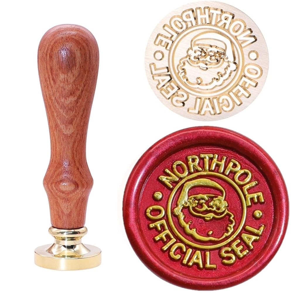 SWANGSA Kit de sellado de cera de Navidad, 1450 cuentas de cera de sellado, kit de sellos de cera de Papá Noel, calentador de sello de cera, cuchara