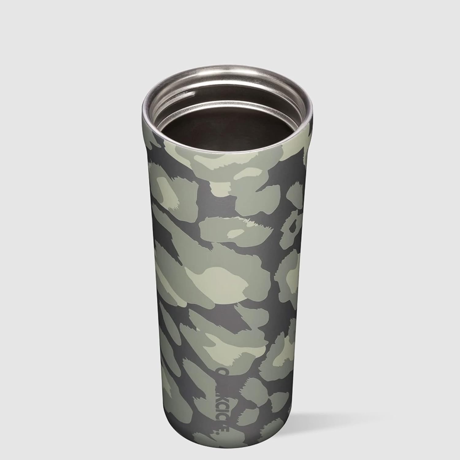 Corkcicle Commuter Cup – Taza de café de viaje de acero inoxidable aislada de 17 onzas con tapa para sorber para bebidas frías y calientes, leopardo
