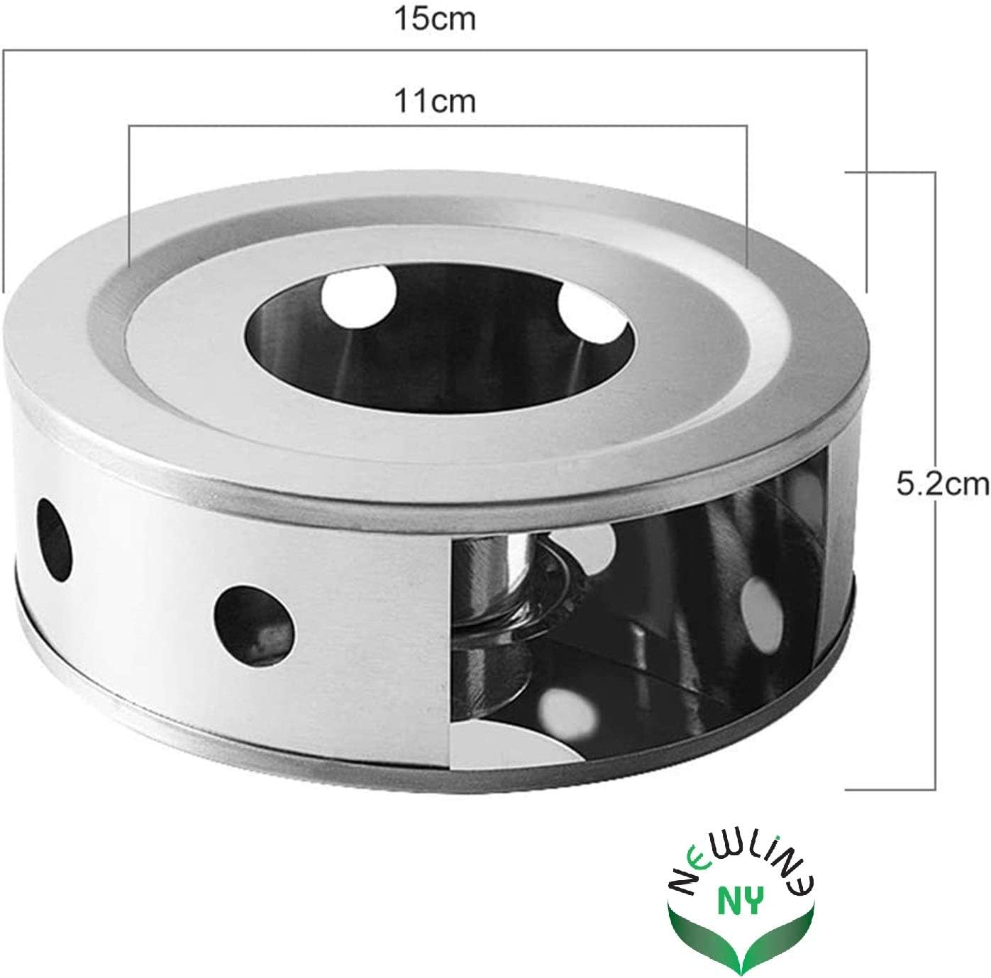 NewlineNY – Calentadores de té de café de acero inoxidable, doble 6 pulgadas circulares de té de hierbas (vela no incluida)