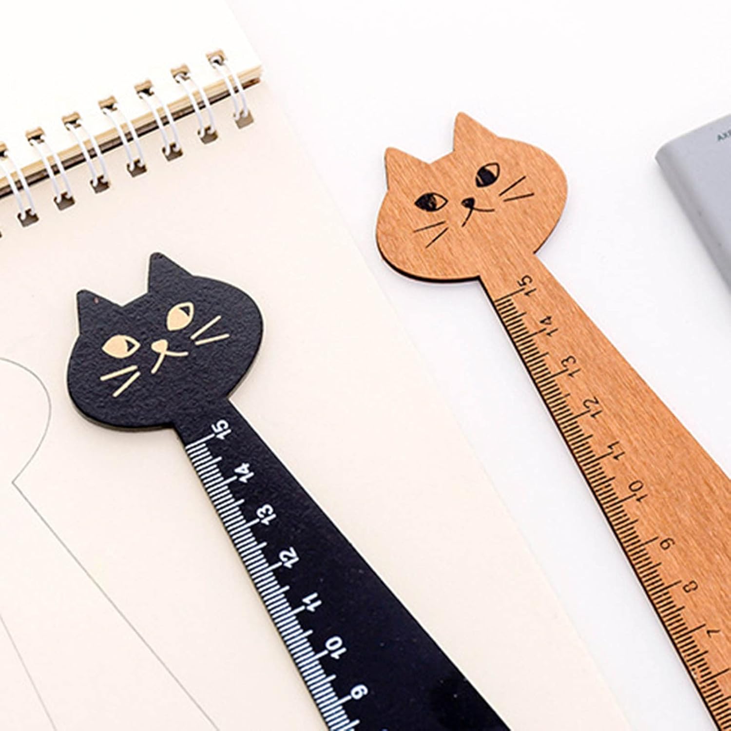 Regla de dibujo de gato lindo regla de medición de madera herramienta de medición papelería regalo para estudiantes