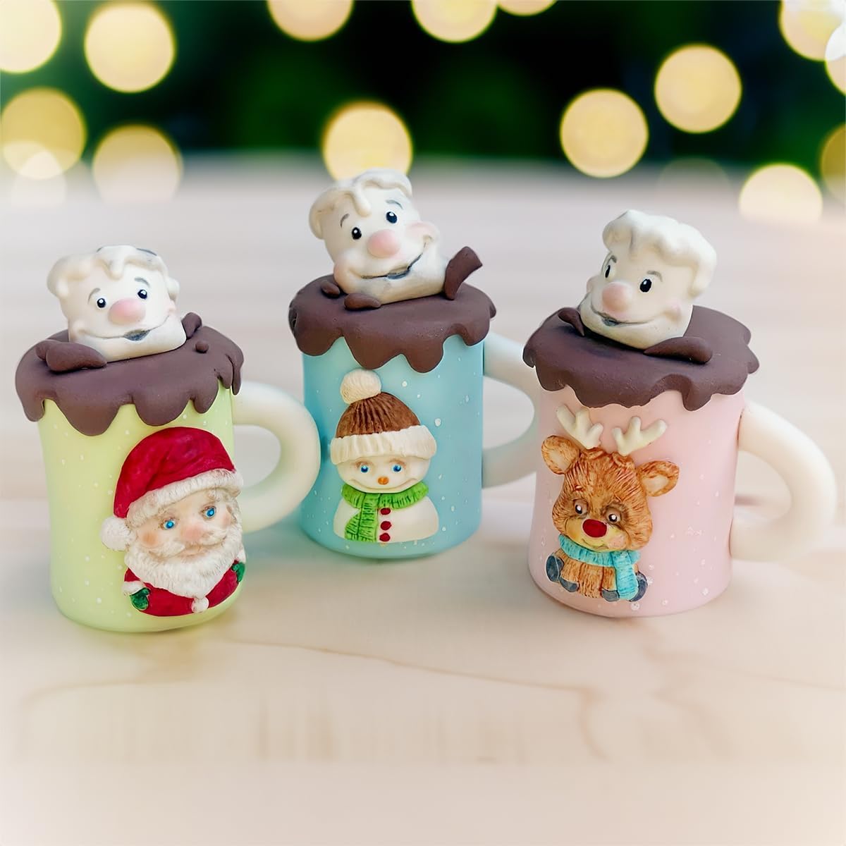 Katy Sue Molde de silicona de personajes navideños para decoración de pasteles de Navidad, galletas y manualidades, hace que Papá Noel, reno y