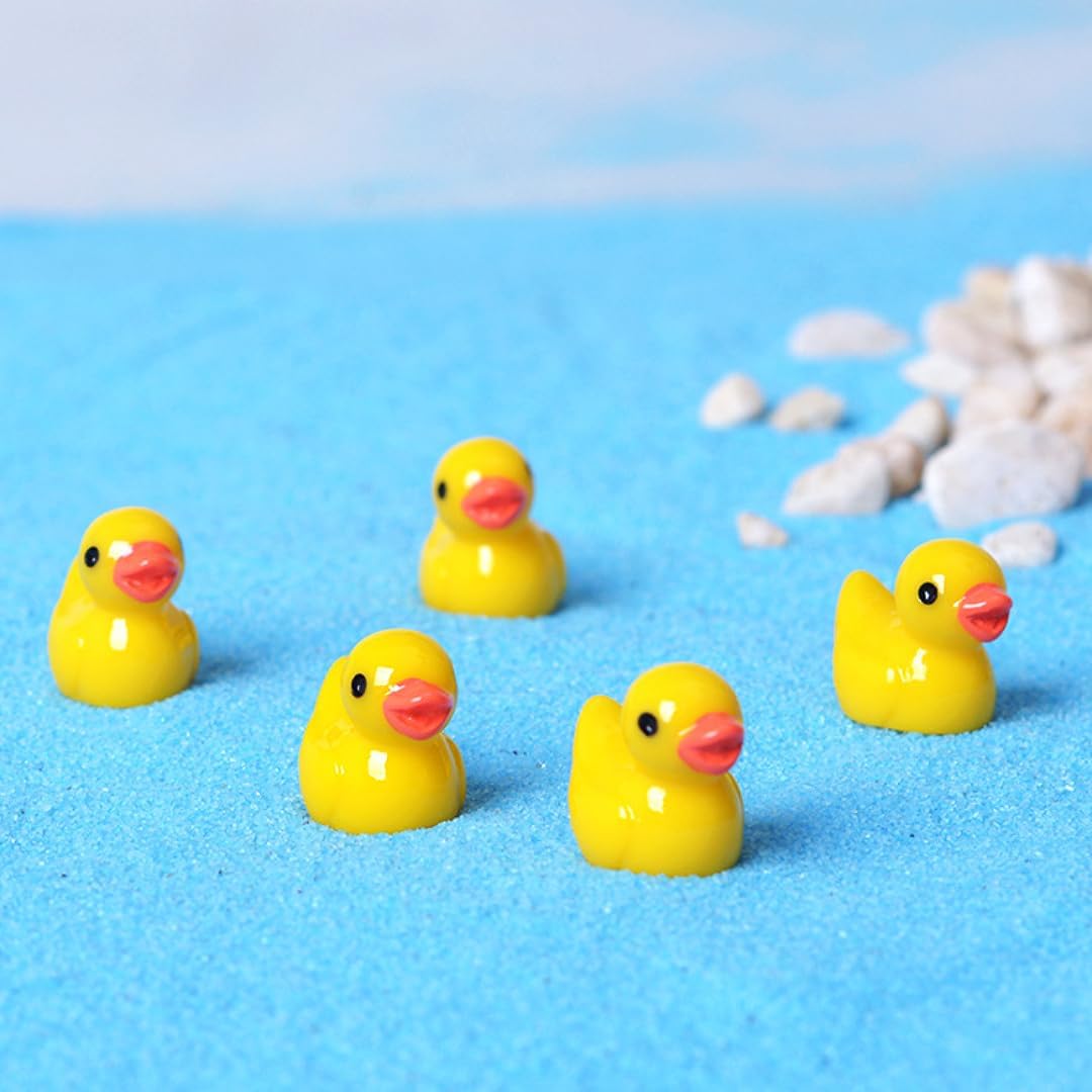 120 piezas de mini patos de resina, figuras en miniatura de pato pequeño a granel para fiestas, decoraciones de micro paisajes, adornos de acuario,