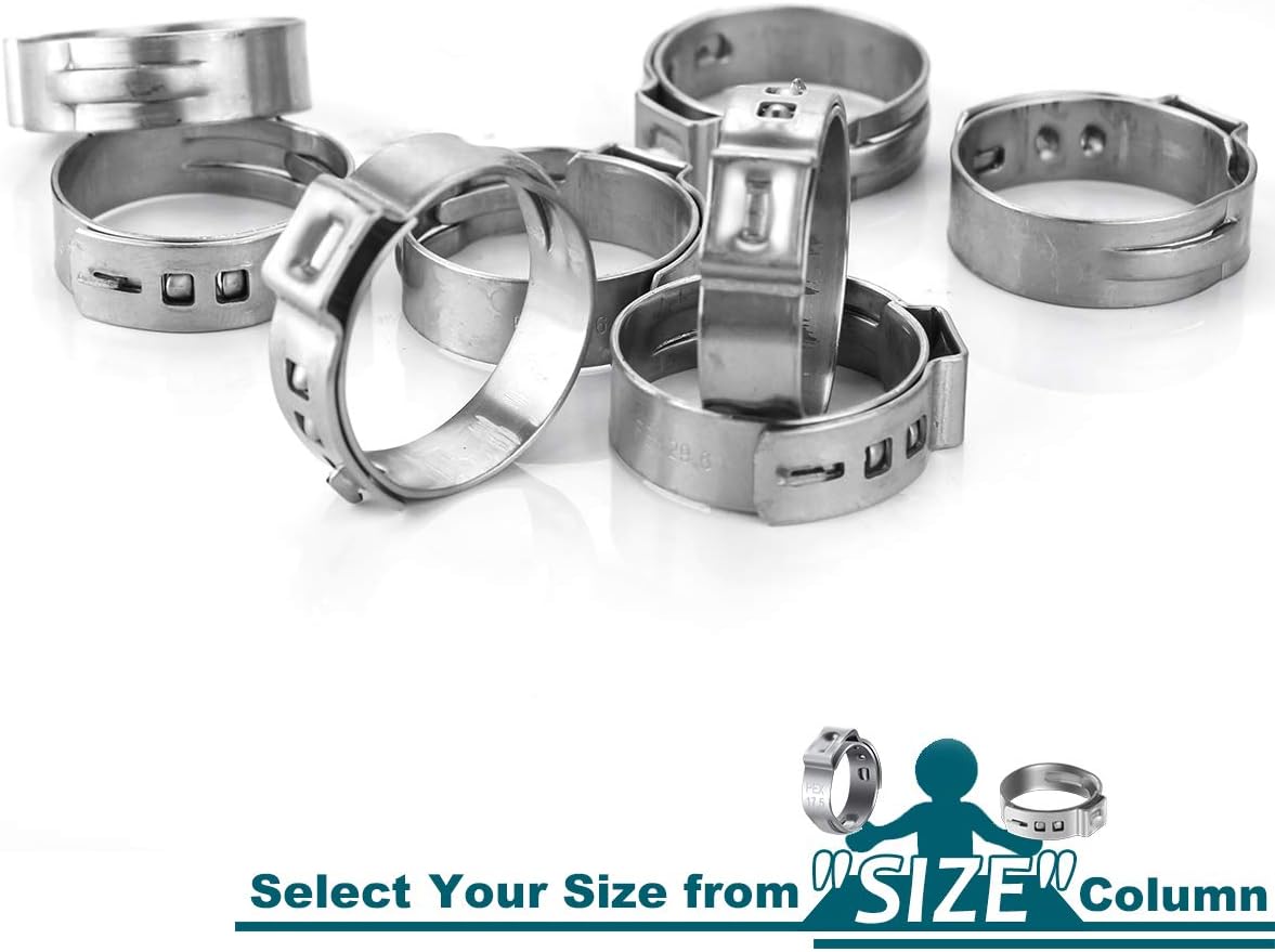 LOKMAN – Abrazaderas de cincho PEX de acero inoxidable, abrazaderas de presión, anillos de cincho para conexiones de tubería PEX