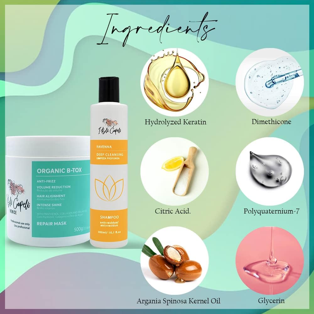 Venice B-tox Organic Kit – Tratamiento Orgánico 500g17.60 oz + Champú de Limpieza Profunda 10.1 fl oz10.1 fl.oz
