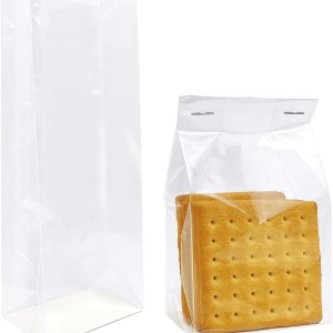 Bolsas de celofán reforzadas, bolsas de celofán de fondo plano con inserto de papel, 50 unidades, 3 x 2 x 8 pulgadas Bolsas de celofán reforzadas, bolsas de celofán de fondo plano con inserto de papel, 50 unidades, 3 x 2 x 8 pulgadas