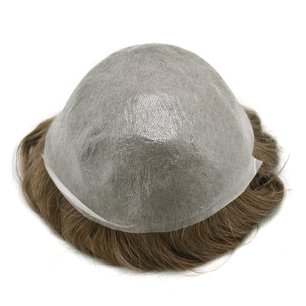 Toupee para hombres, pieza de cabello humano real, piezas de pelo de piel ultra fina para hombres, sistema de reemplazo de cabello para hombre, tupé
