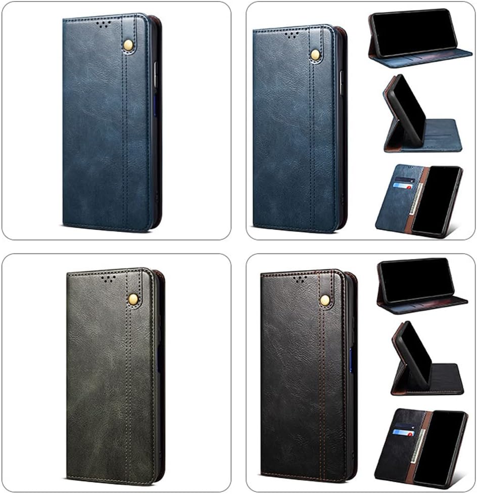 Suitable for xiaomi Poco X3 NFCX3 Pro Flip Phone Case Oil Wax Crazy Horse Pattern Magnetic Absorbent Phone Case Blue