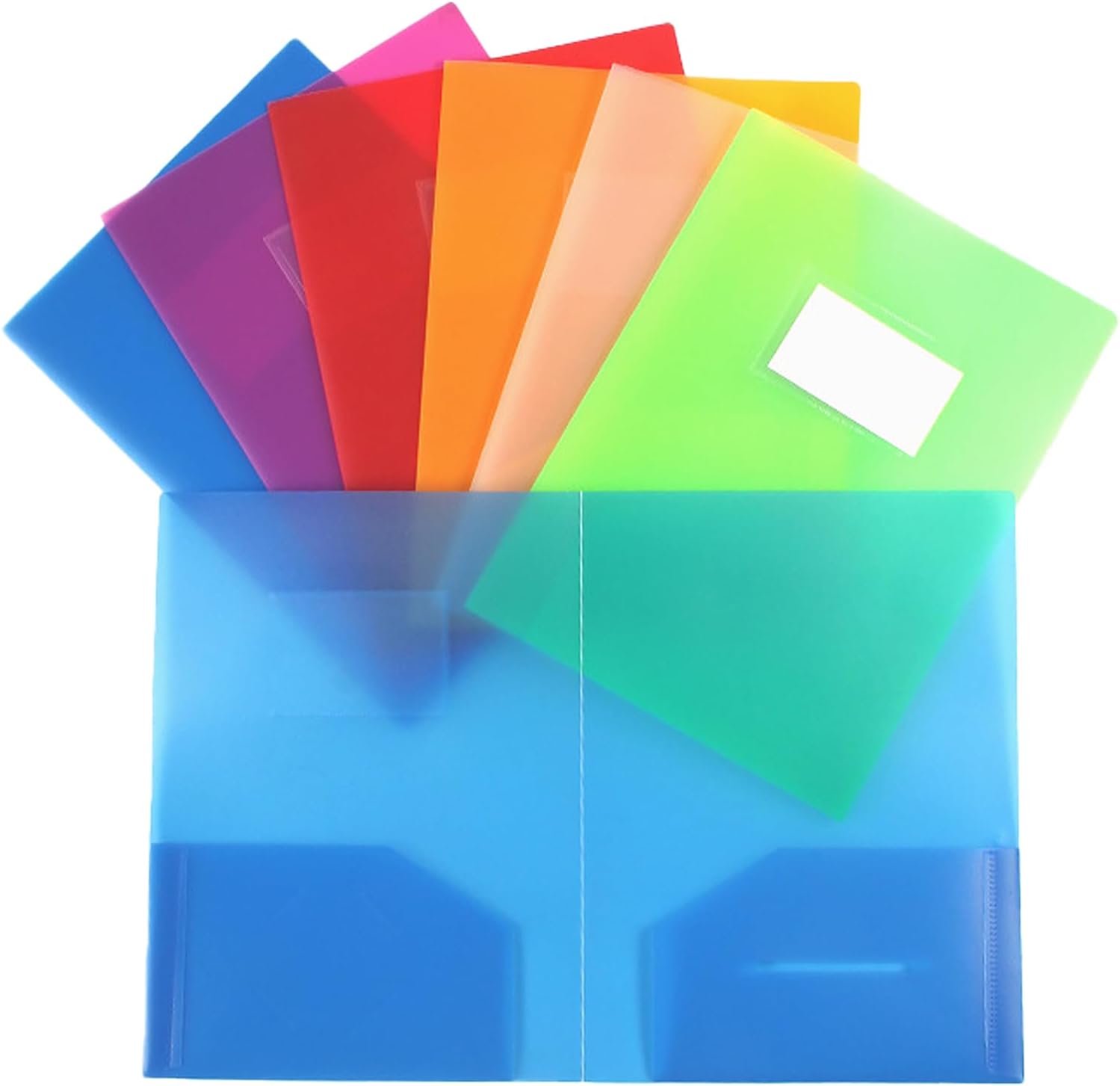 Carpeta resistente de dos bolsillos para oficina, escuela secundaria, tarjetero, duradero, tamaño carta, paquete de 6, translúcido