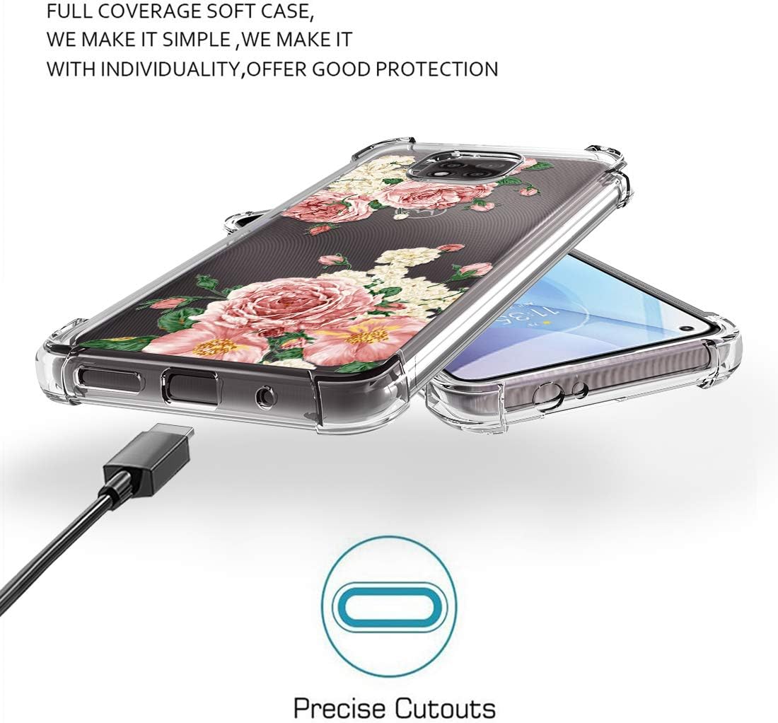 Osophter Funda para Moto G Power 2021, diseño floral floral para niñas y mujeres, absorción de golpes, flexible de goma TPU para Motorola G Power