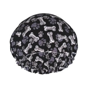 Dog Puppy Paw – Gorro de ducha de lujo para mujer, doble capa de protección, elástico, reutilizable y ajustable Dog Puppy Paw – Gorro de ducha de lujo para mujer, doble capa de protección, elástico, reutilizable y ajustable