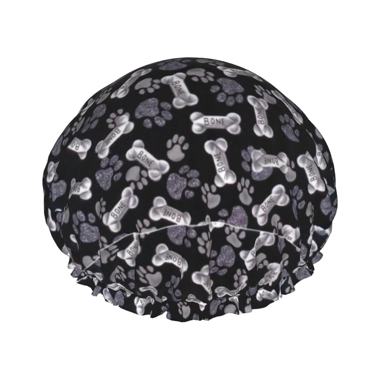 Dog Puppy Paw – Gorro de ducha de lujo para mujer, doble capa de protección, elástico, reutilizable y ajustable