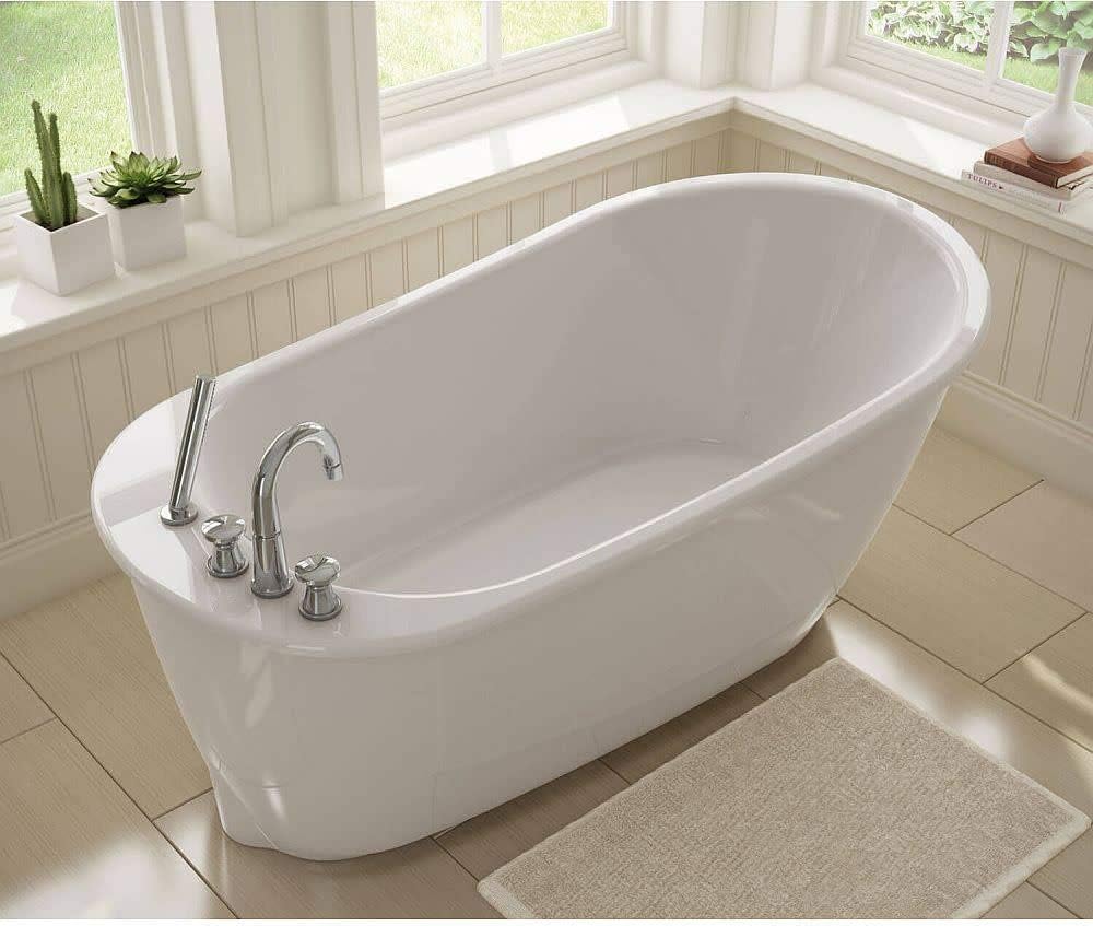 Sax – Bañera de drenaje reversible independiente de 5 pies, color blanco