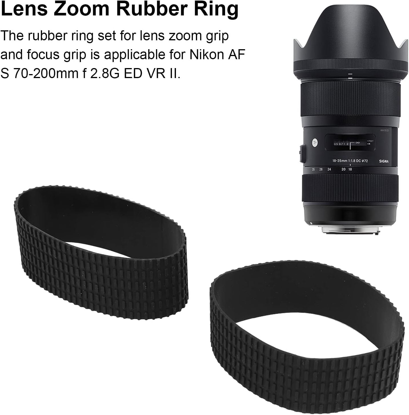 Goma para lente de cámara, zoom de receso y agarre de enfoque para Nikon AF S 70200 mm F 2.8G ED VR II Goma de repuesto