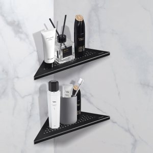 BLYLUND Estantes esquineros de ducha de 10 pulgadas, color negro, paquete de 2, estante esquinero empotrado de acero inoxidable para pared de BLYLUND Estantes esquineros de ducha de 10 pulgadas, color negro, paquete de 2, estante esquinero empotrado de acero inoxidable para pared de