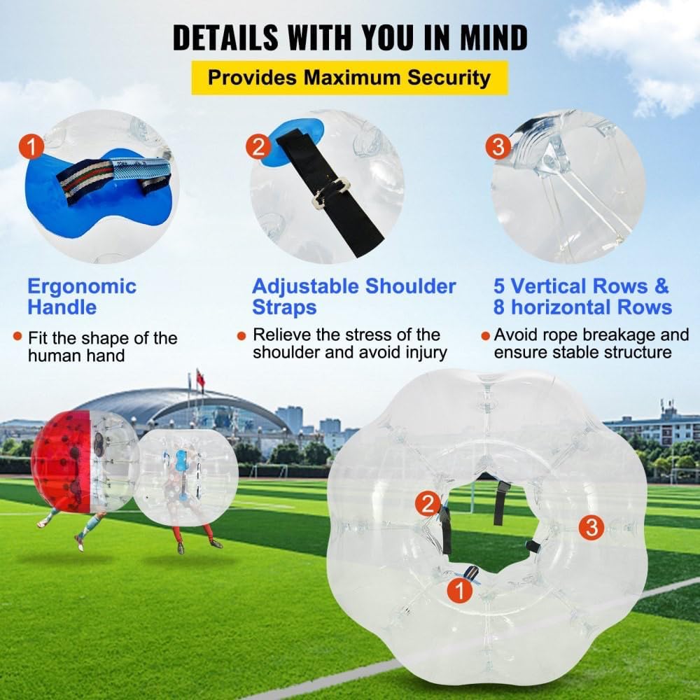 WACTO Pelota de fútbol de burbujas transparente para actividades al aire libre  4 pies de diámetro, pelota inflable para adultos o niños  explota en