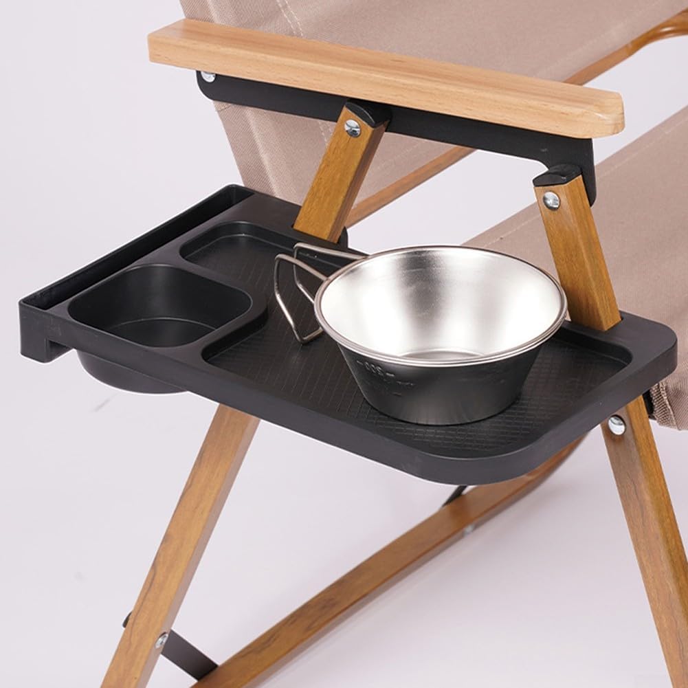 Clip en la mesa auxiliar taza tumbona bandeja para acampar silla plegable de aleación de aluminio (caqui)