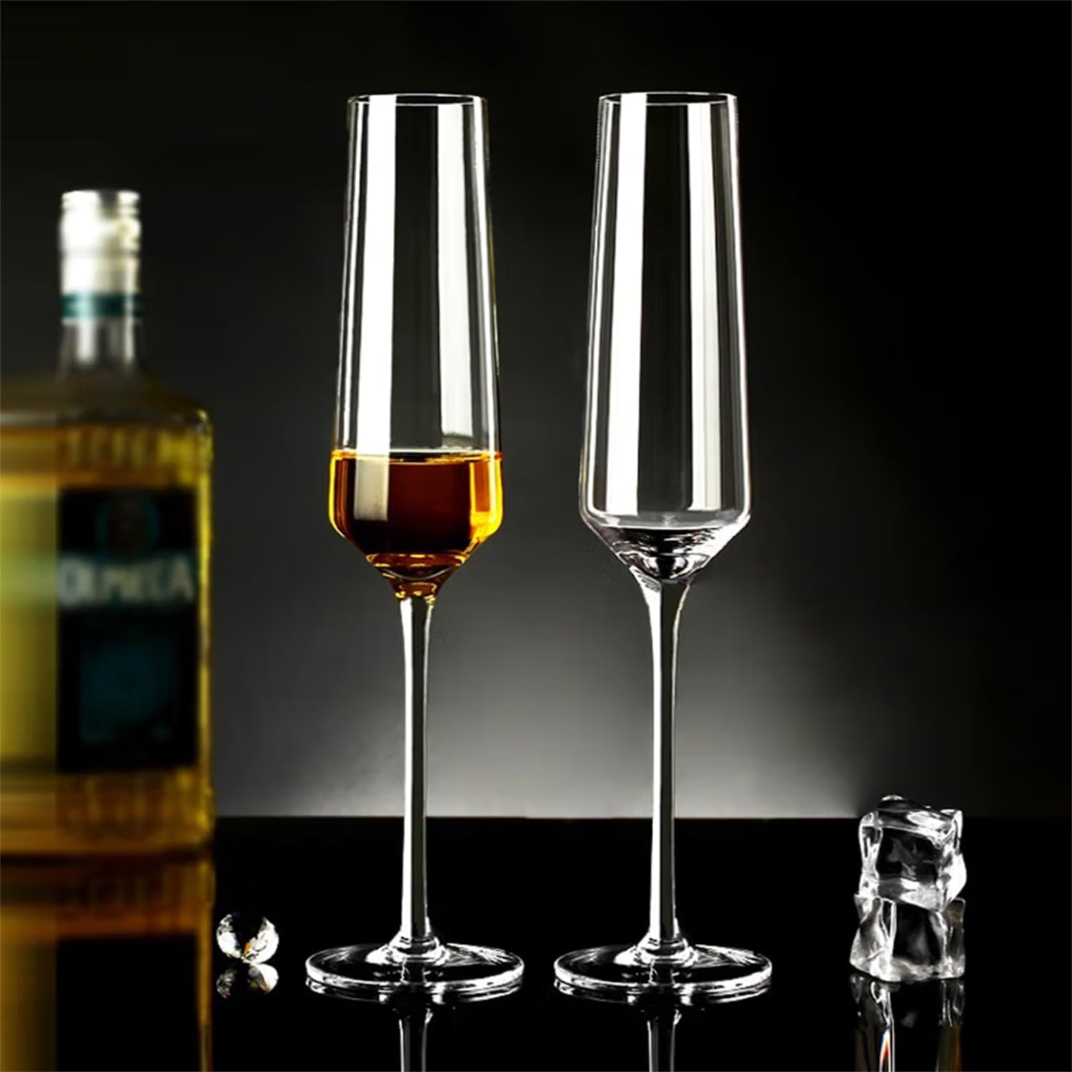 ACHEER Juego de 4 copas de champán de cristal, elegantes copas de champán de 8 onzas, sopladas a mano, modernas copas de champán, caja de regalo,