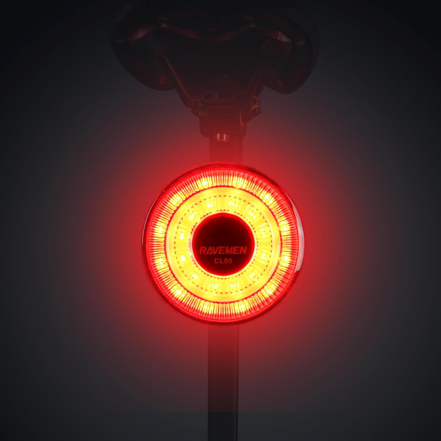 RAVEMEN Luz trasera para bicicleta, 30 lúmenes recargable USB C luz trasera en modo intermitente de advertencia con sensor de luz, IPX6 impermeable