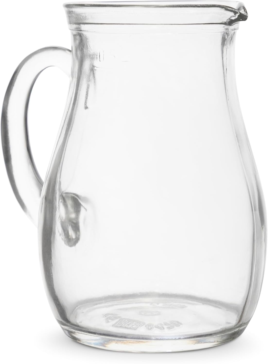 Amici Home Roxy – Jarra de agua de vidrio con asa y boquilla, jarra redonda con labio de hielo, ideal para té helado, sangría, limonada, jugo,