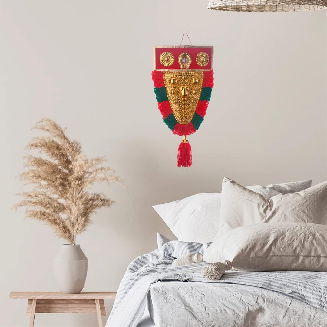 Vgotcha Nettipattam – Decoración colgante de 1 pie 17 pulgadas x 10 pulgadas para decoración del hogar, habitación de puja, decoración de pared de