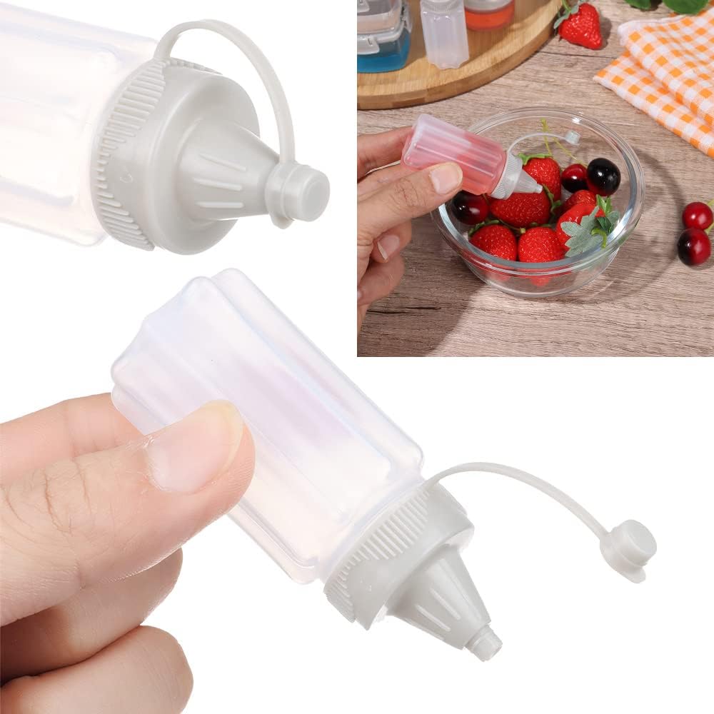 beyonday 12 mini botellas exprimibles de condimentos, 1.0 fl oz1 oz de salsa Bento transparente, ketchup mostaza, aderezo para ensalada, recipiente