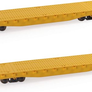 C8741 2pcs HO Scale 187 52′ Transportador plano de coche plano 52 pies Modelo Tren Contenedor de transporte de carga Coche (amarillo) C8741 2pcs HO Scale 187 52′ Transportador plano de coche plano 52 pies Modelo Tren Contenedor de transporte de carga Coche (amarillo)