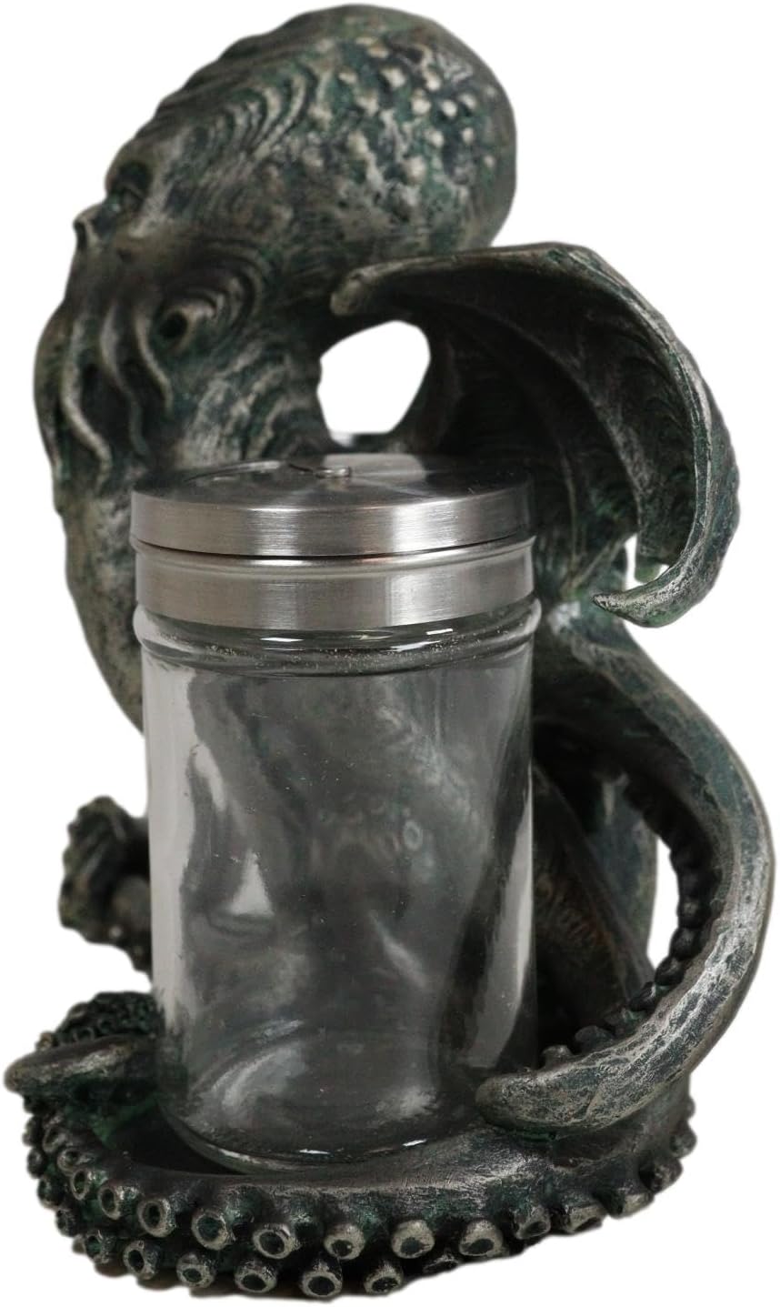 Ebros Gift Cthulhu con alas legendarias Cthulhu The Wise One Octopus Kraken Ocean Monster Salt and Pepper Shakers Holder Figurine Kitchen Dining