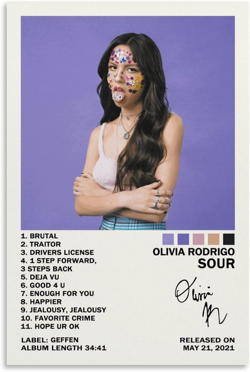 GYORI Olivia – Póster de Rodrigo Sour (4.7 x 17.7 in)