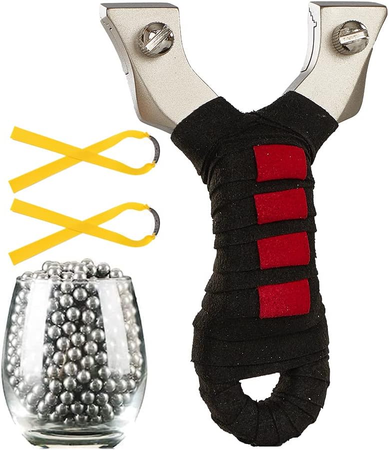 TOPARCHERY Juego profesional de tirachinas de acero inoxidable con clip de resorte cohete de muñeca para caza con bandas planas de repuesto