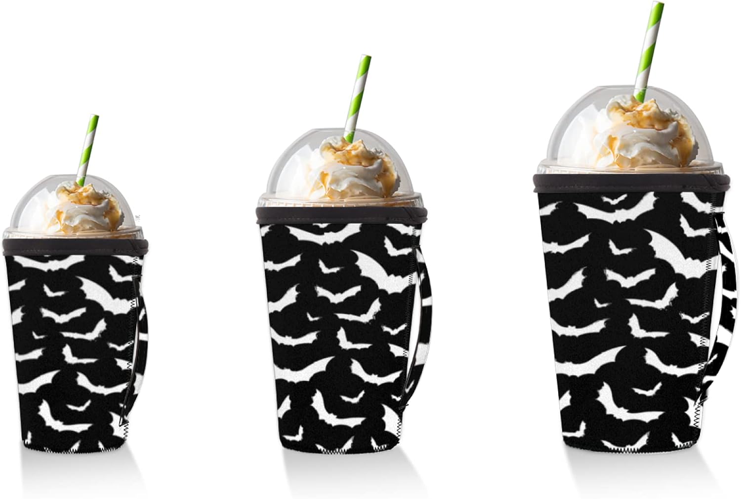 Bat Animal – Funda para café helado con asa, diseño gótico de murciélagos de Halloween reutilizable de neopreno con aislamiento para bebidas frías,