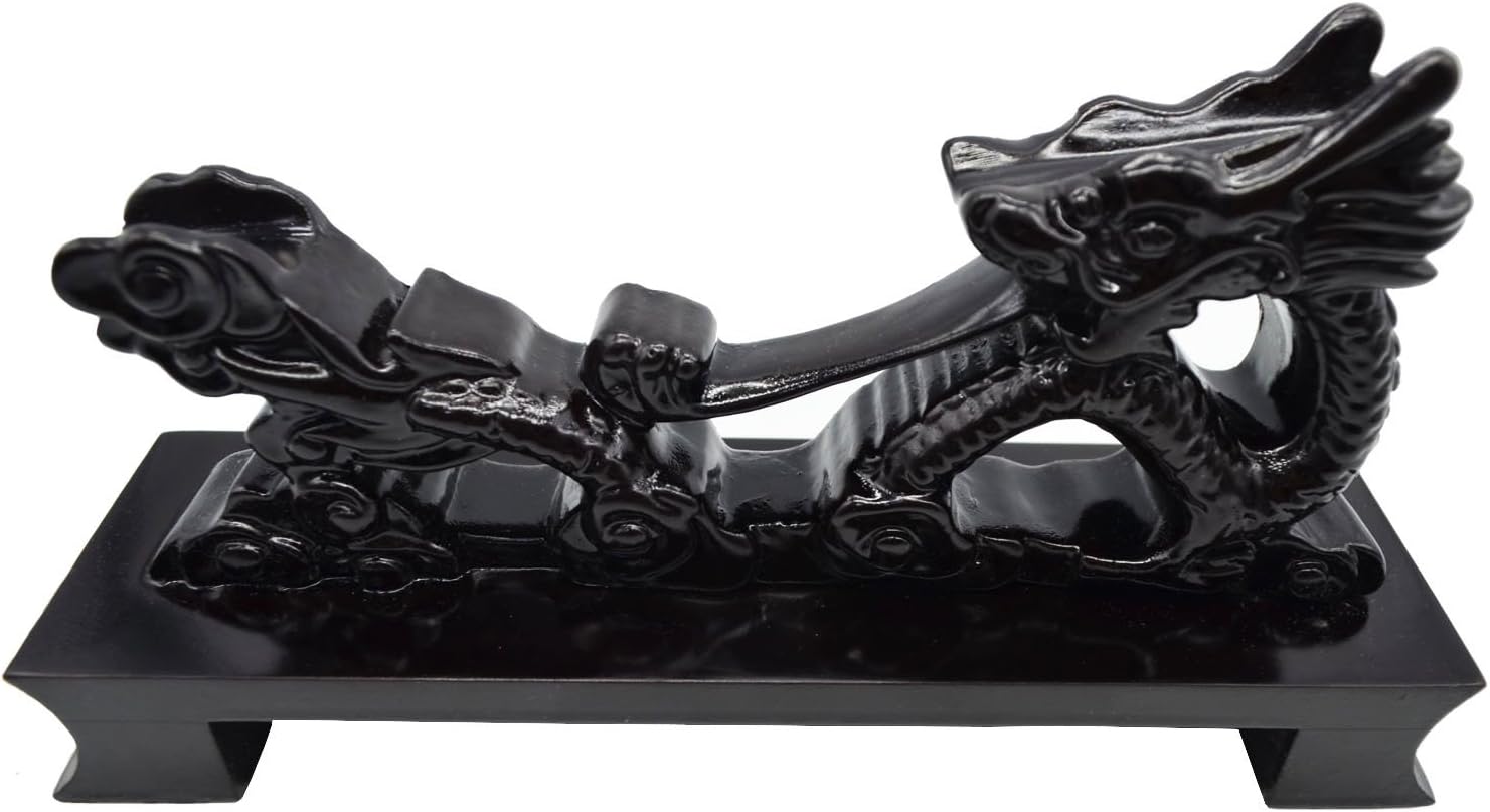 Espada samurái de dragón negro de resina Katana Wakizashi Tanto soporte de exhibición