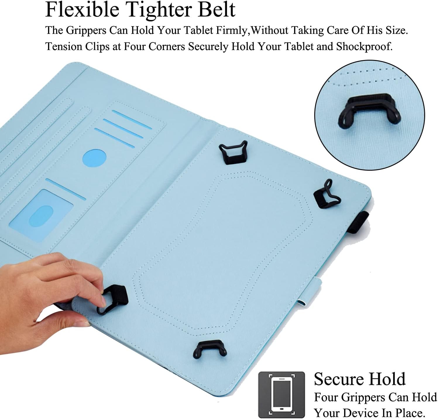 BYCeKe Funda universal para tablet Android de 10 y 10.1 pulgadas, funda con soporte de visión multiángulo, funda protectora de piel sintética