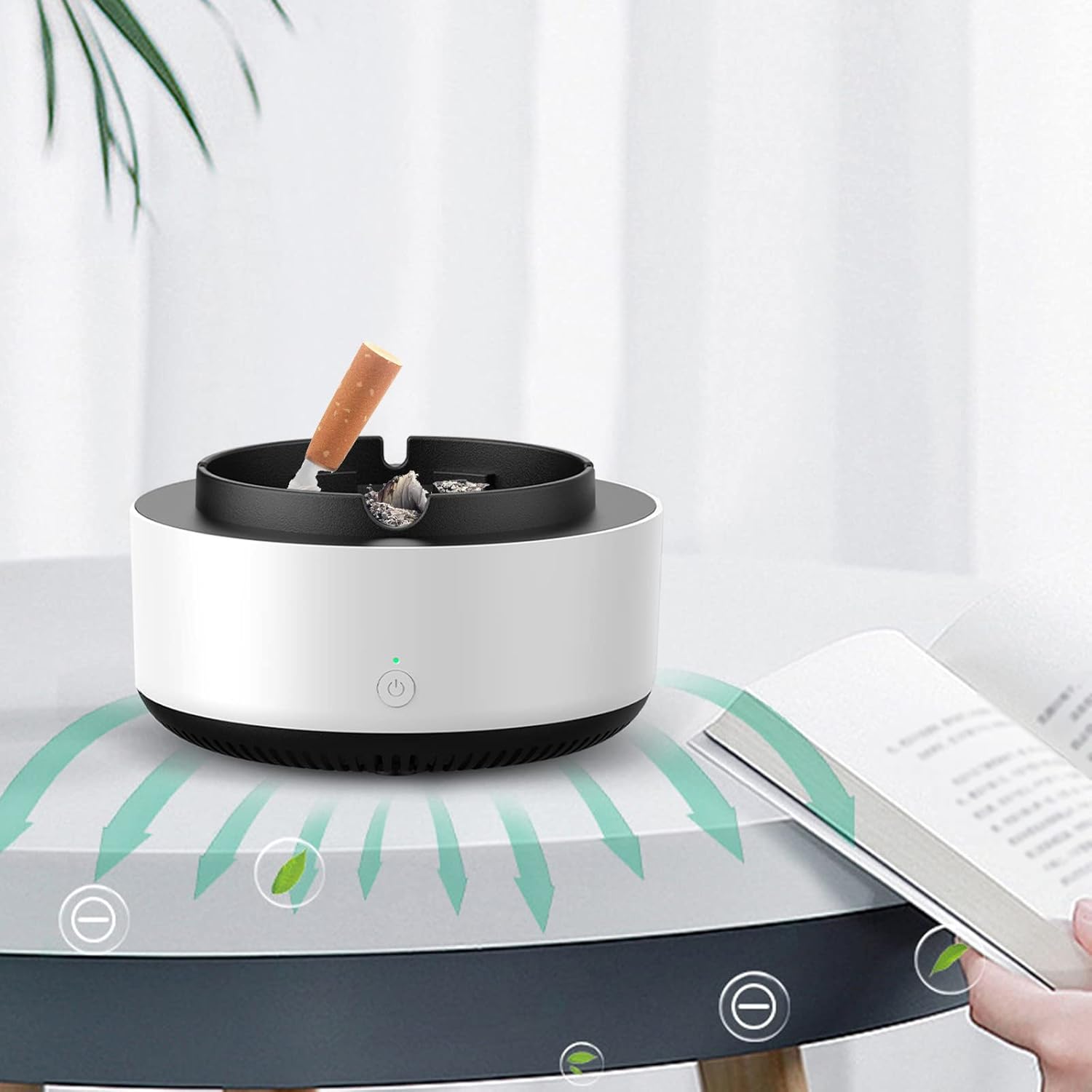 2-in-1 Multifunctional Air Purifier Ashtray, Ashtrays for Cigarettes Outdoor Indoor, Cool Ashtrays, Air Purifier Ashtray with Filter, Portable Ash