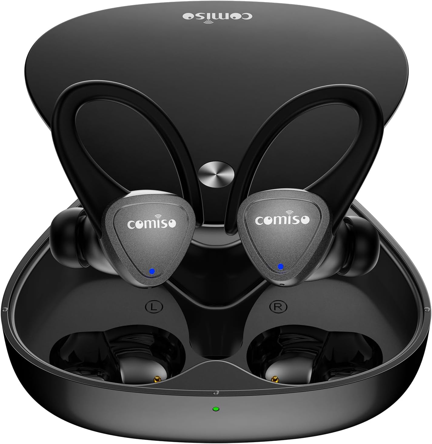 comiso Auriculares inalámbricos E8 con graves intensos, Bluetooth 5.3 integrados ENC y ecualizador activo, control táctil, tiempo de reproducción de